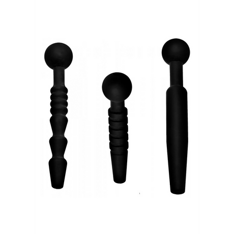 Penisplug-Set 3-teilig aus Silikon Schwarz 14 cm