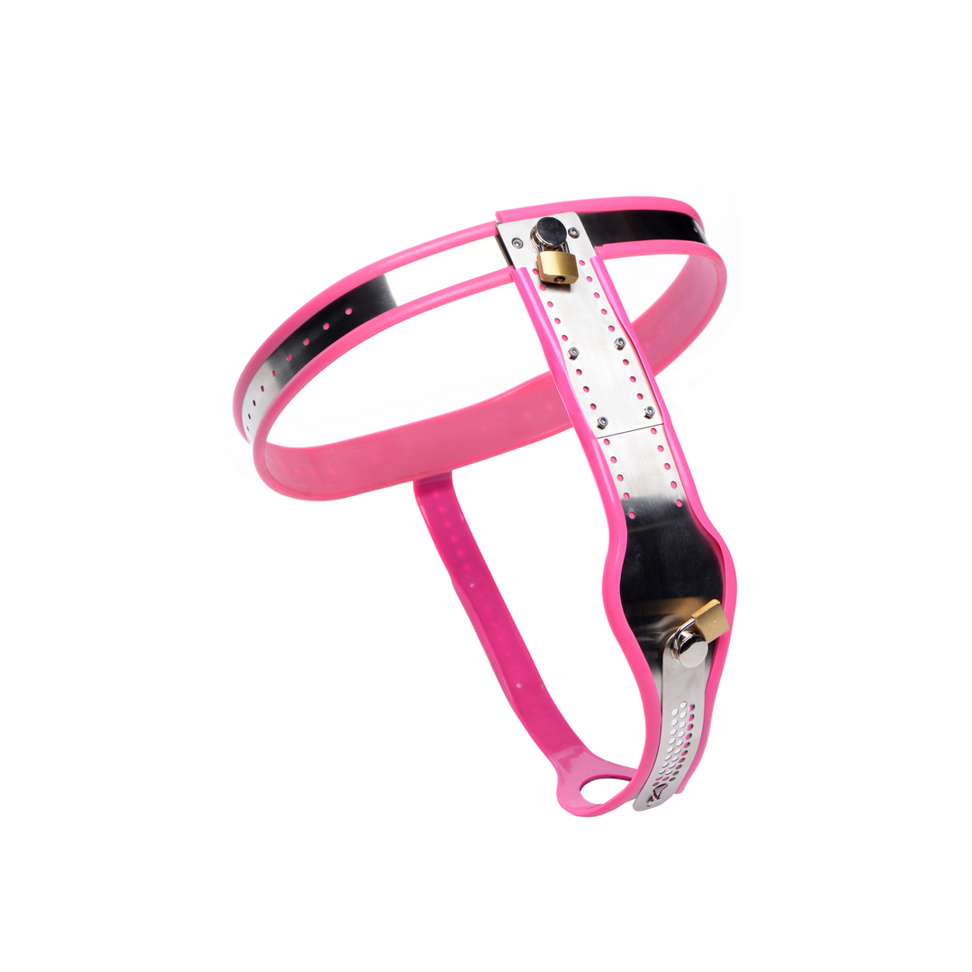 Keuschheitsgürtel für Damen aus Edelstahl verstellbar Pink 9,5 cm