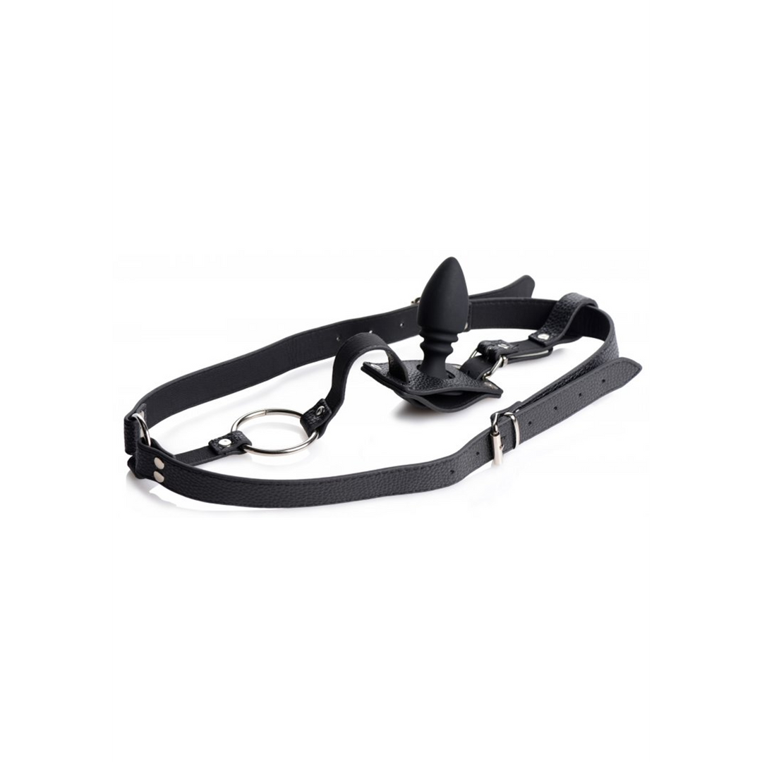 Herren-Harness mit Analplug aus Silikon Schwarz