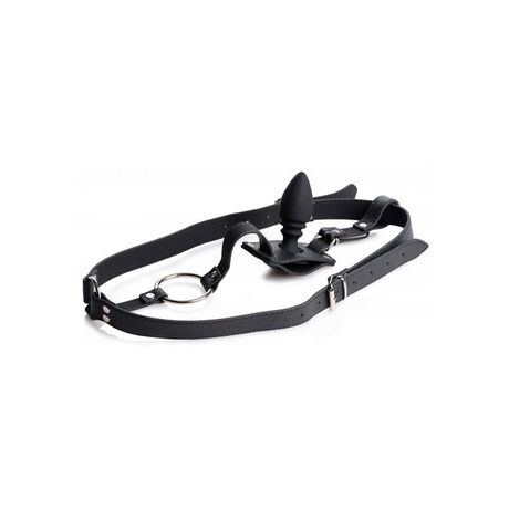 Herren-Harness mit Analplug aus Silikon Schwarz