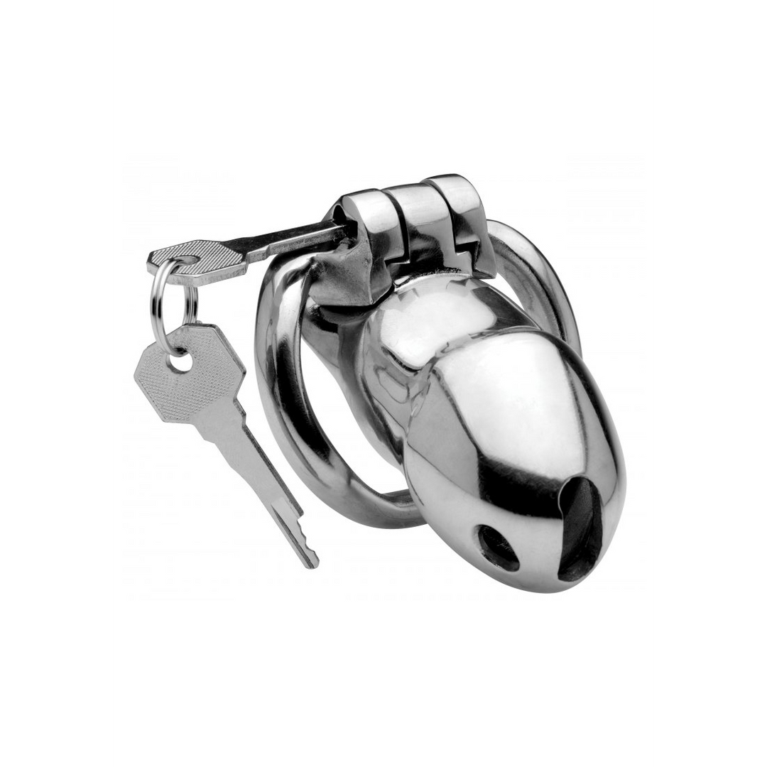 Peniskäfig Rikers aus Edelstahl abschließbar Silber 8,3 cm
