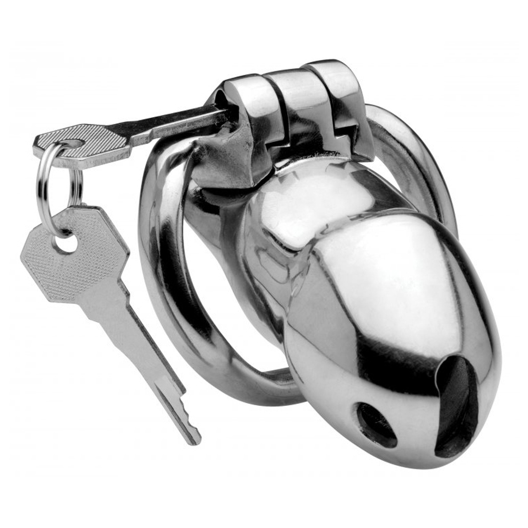 Peniskäfig Rikers aus Edelstahl abschließbar Silber 8,3 cm
