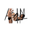 Sexmöbel Strict Extreme Sling mit Ständer Leder und Stahl Schwarz 215,9 cm