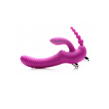Strap-on Regal Rider ohne Gurt mit Dreifach-Vibration Violett 22,9 cm