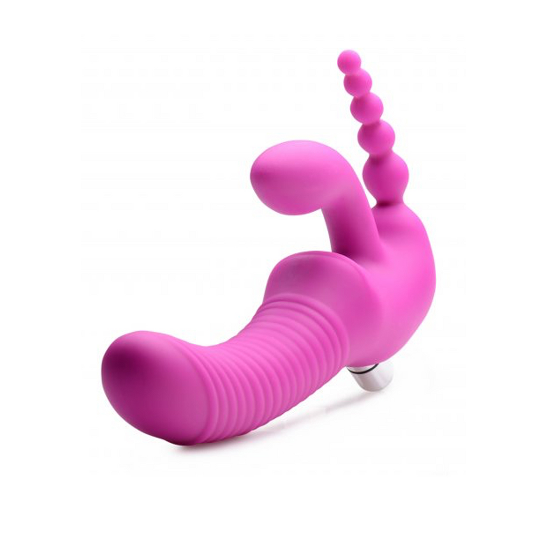 Strap-on Regal Rider ohne Gurt mit Dreifach-Vibration Violett 22,9 cm