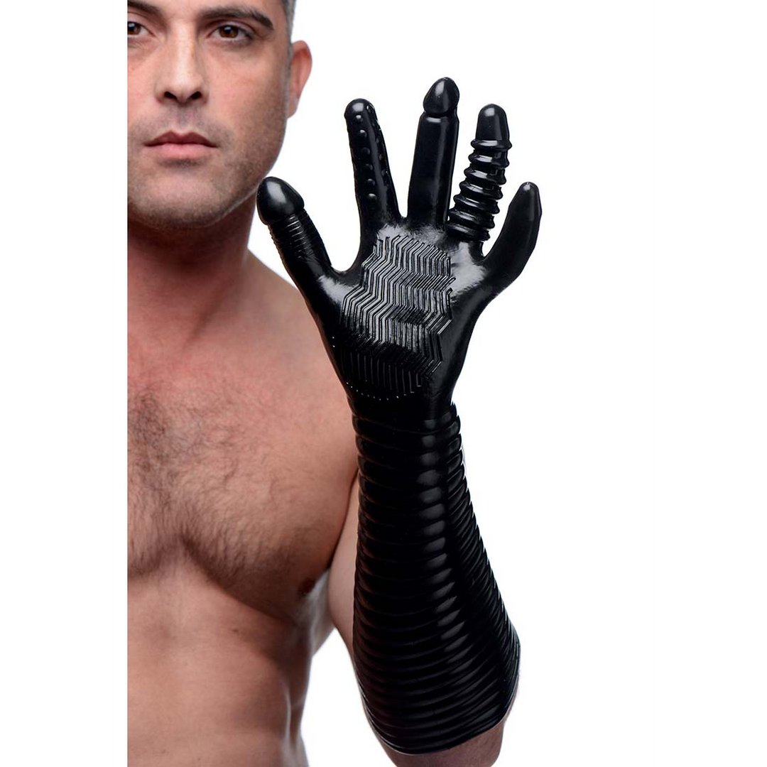 Fisting-Handschuh strukturiert Schwarz 40 cm