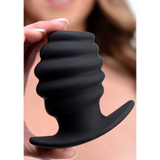 Analplug Hive hohl gerippt Schwarz 8,3 x Ø 6,2 cm