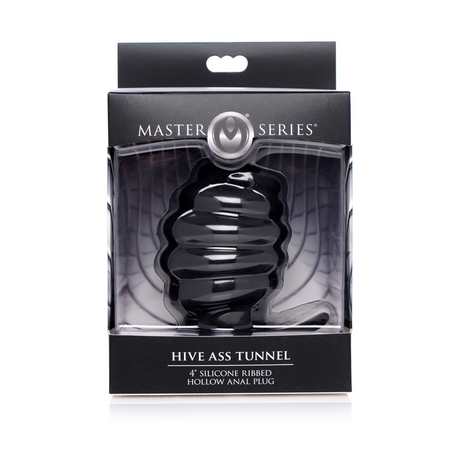 Analplug Hive hohl gerippt Schwarz 8,3 x Ø 6,2 cm