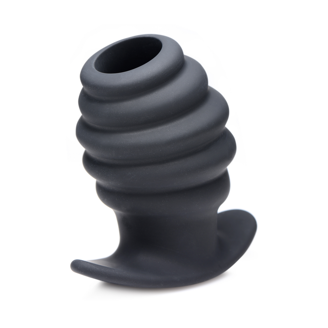 Analplug Hive hohl gerippt Schwarz 8,3 x Ø 6,2 cm