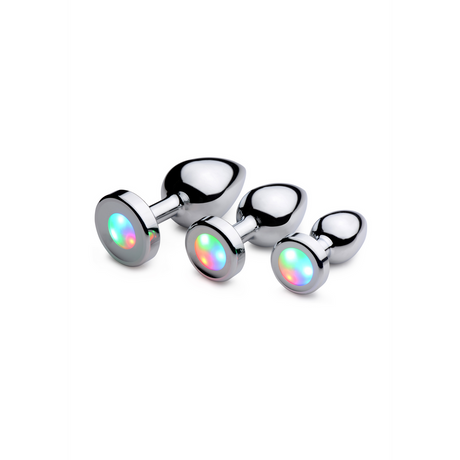 Analplug leuchtend Silber 8,9 cm