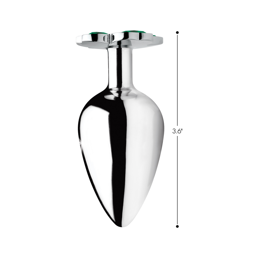 Analplug Lucky Clover mit Schmuckstein Silber