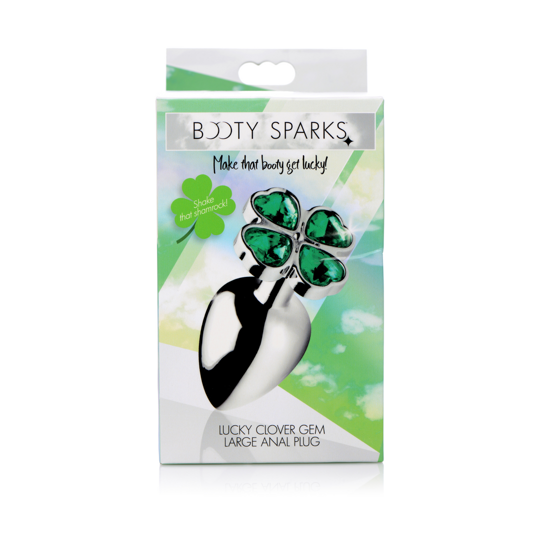 Analplug Lucky Clover mit Schmuckstein Silber
