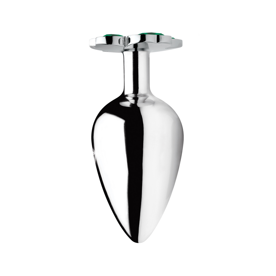 Analplug Lucky Clover mit Schmuckstein Silber