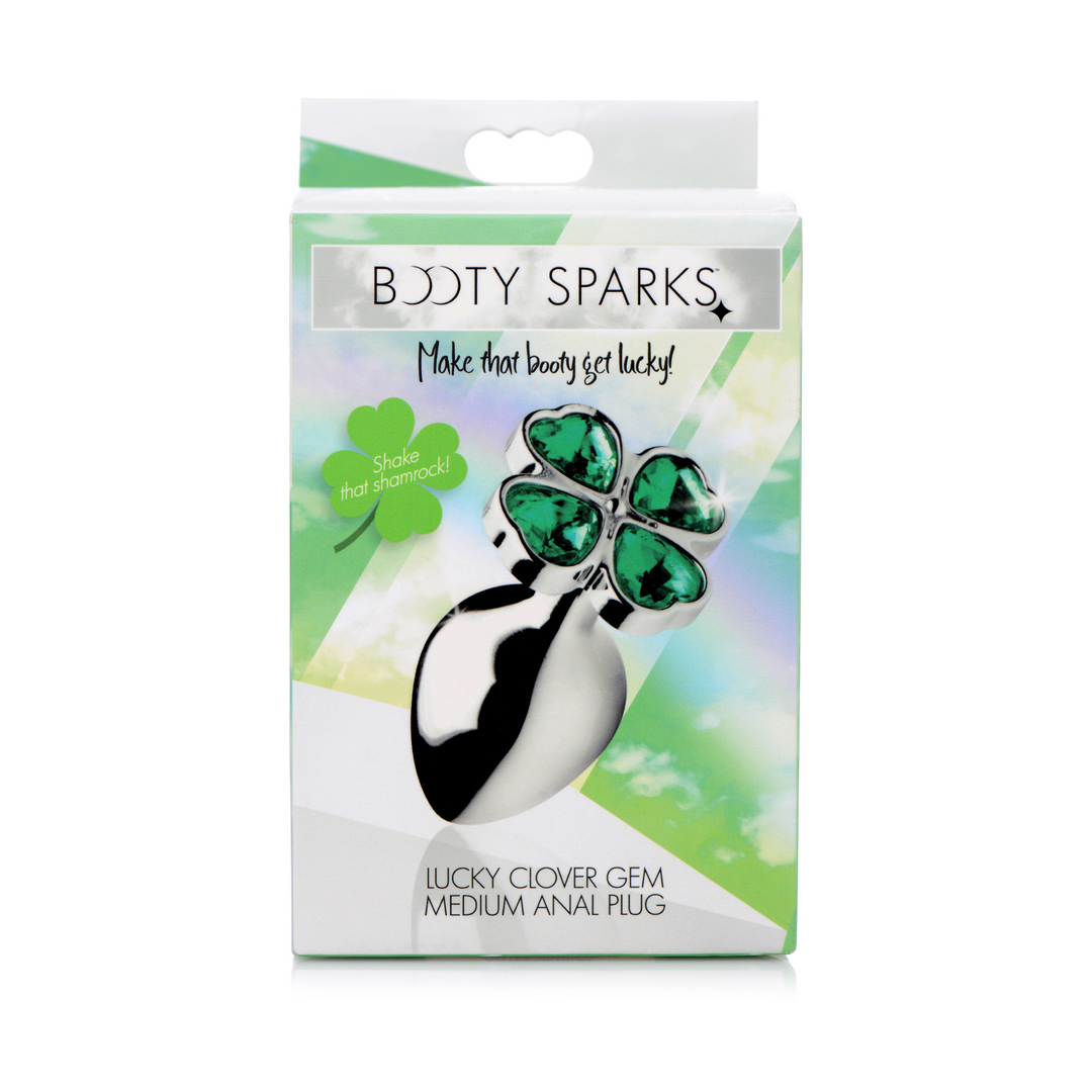 Analplug Lucky Clover mit Schmuckstein Silber