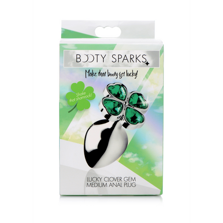 Analplug Lucky Clover mit Schmuckstein Silber