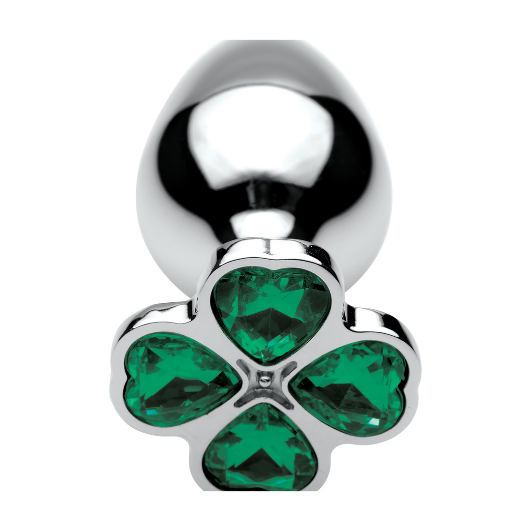 Analplug Lucky Clover mit Schmuckstein Silber