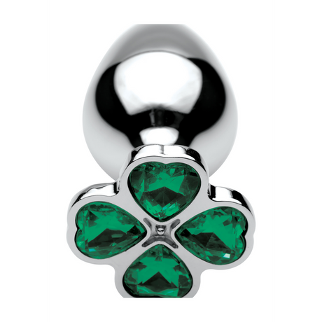 Analplug Lucky Clover mit Schmuckstein Silber