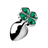 Analplug Lucky Clover mit Schmuckstein Silber