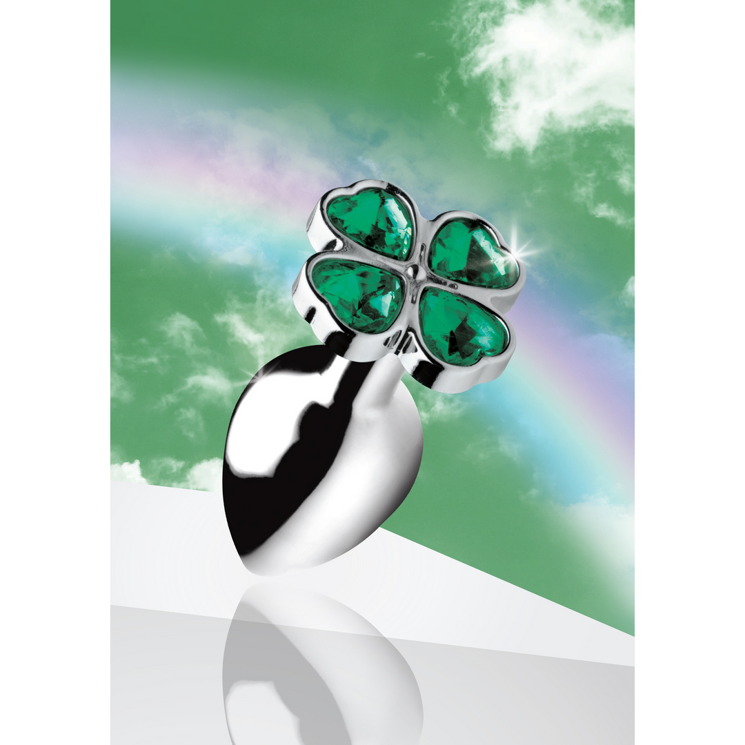 Analplug Lucky Clover mit Schmuckstein Silber