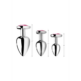 Analplug-Set Rosa Herz 3 Teile Silber