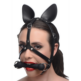 Harness Dunkles Pferd Ponykopf mit Silikongebiss Schwarz