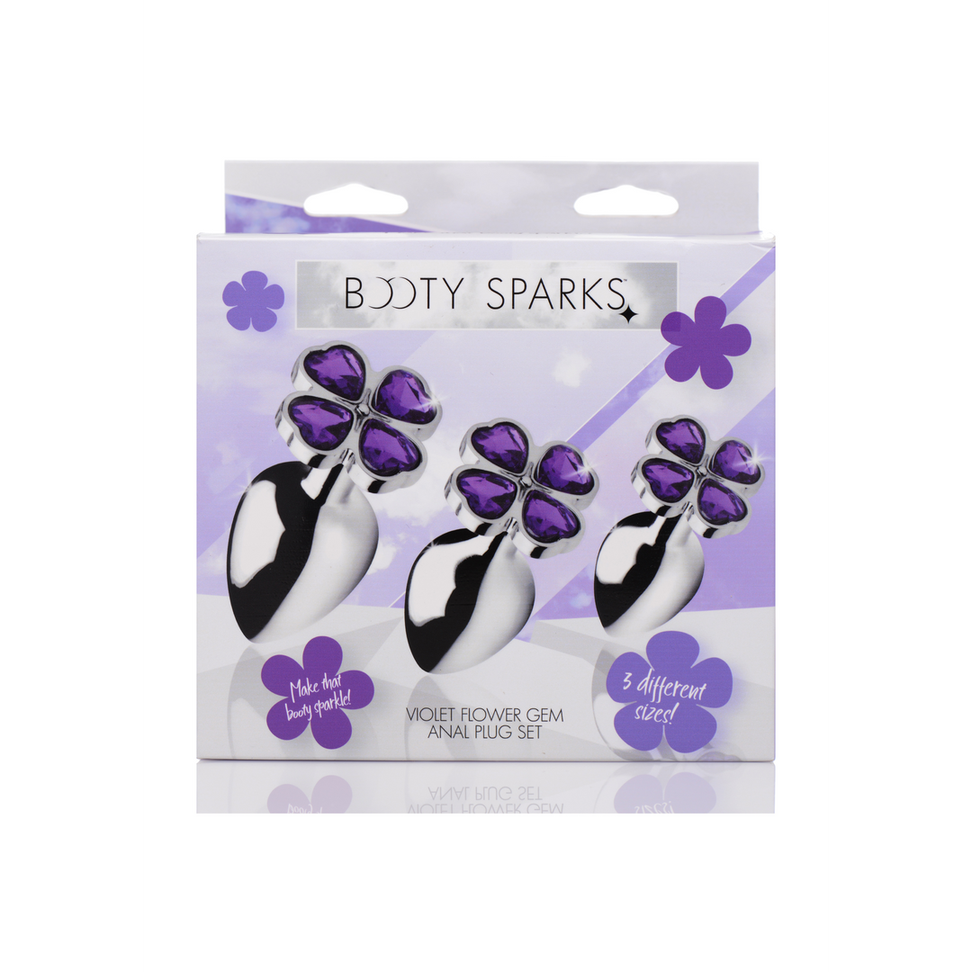 Analplug-Set Violette Blume 3 Teile Silber