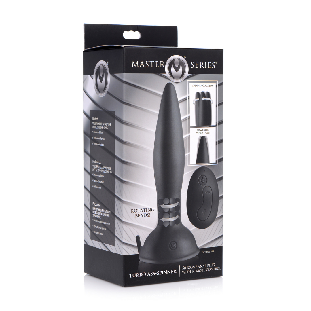 Analplug Turbo Ass-Spinner Silikon mit Fernbedienung Schwarz 13,5 cm