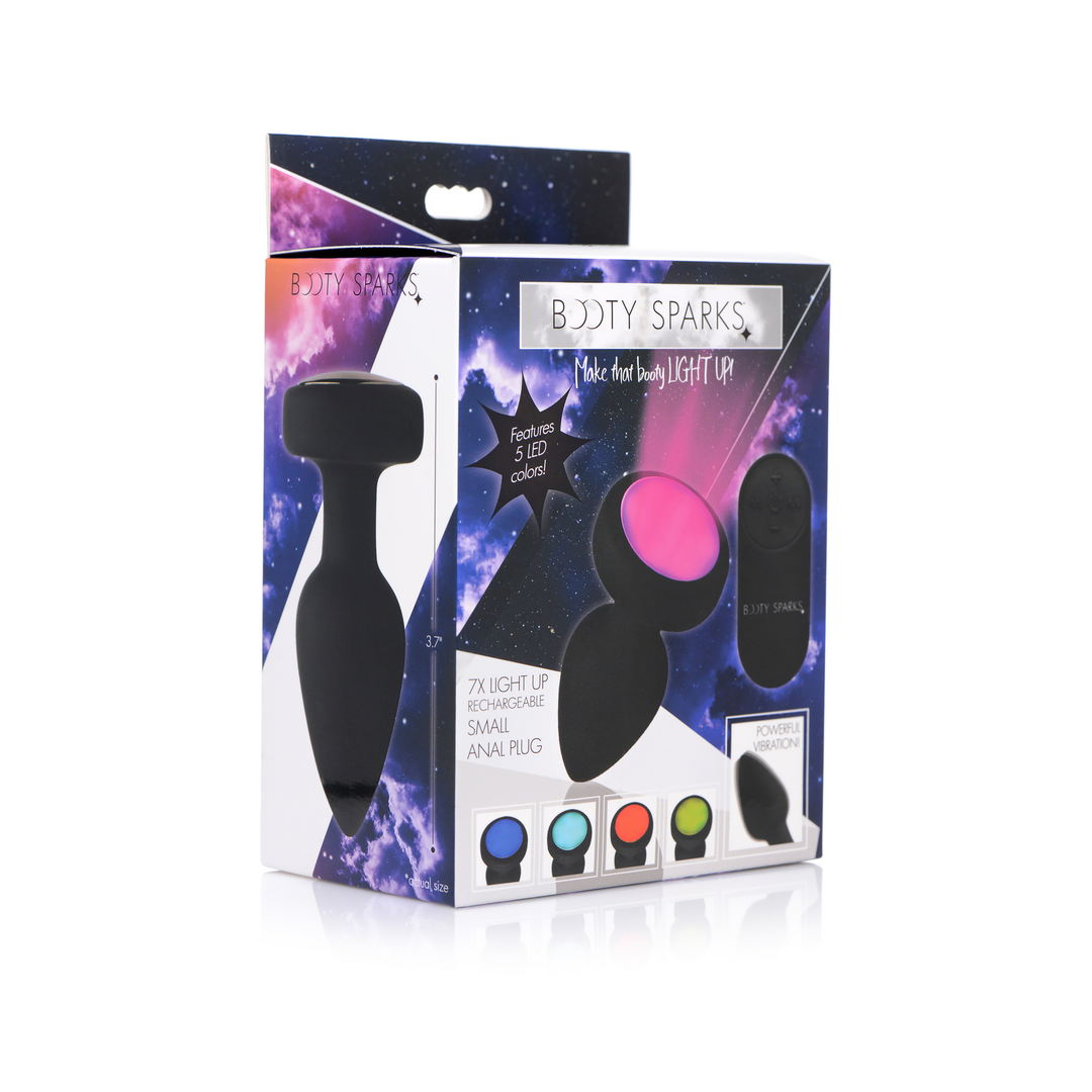 Analplug Silikon mit Vibration und LED Schwarz