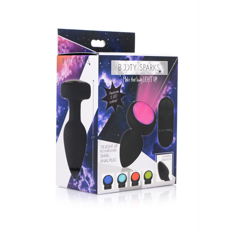 Analplug Silikon mit Vibration und LED Schwarz