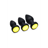 Analplug Silikon mit Vibration und LED Schwarz