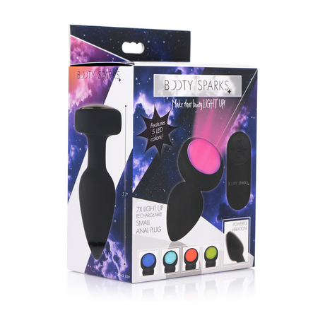Analplug Silikon mit Vibration und LED Schwarz