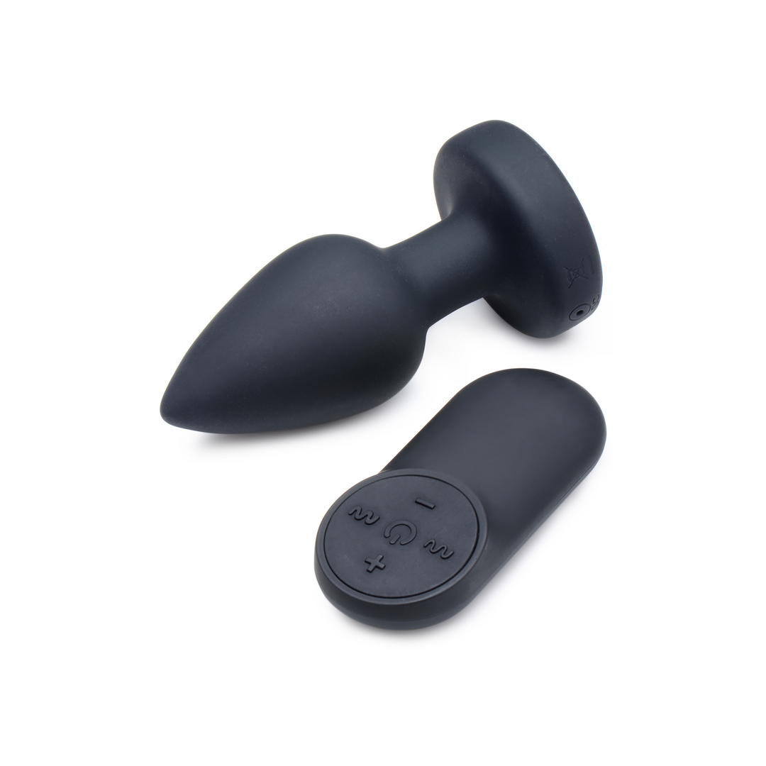 Analplug Silikon mit Vibration und LED Schwarz