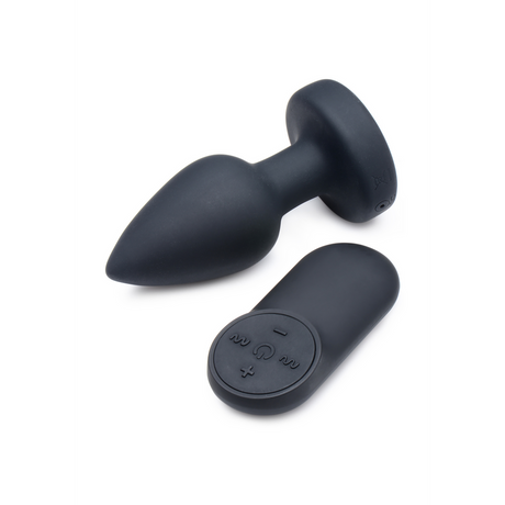 Analplug Silikon mit Vibration und LED Schwarz