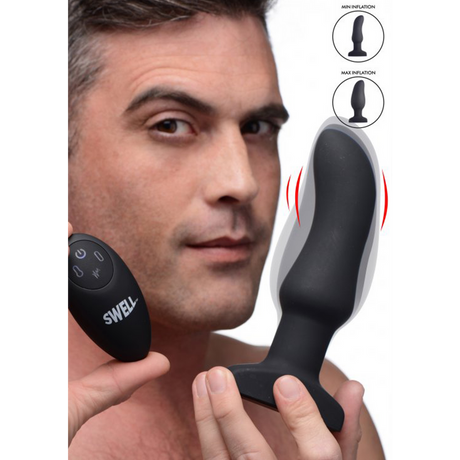 Analplug aufblasbar gebogen vibrierend Silikon Schwarz 13,1 cm