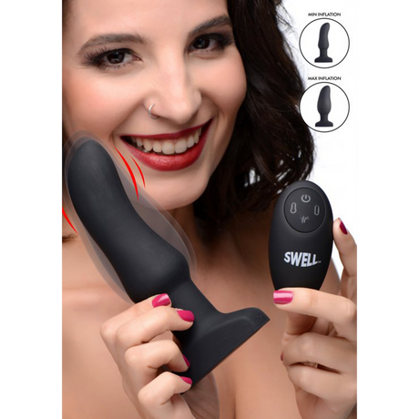 Analplug aufblasbar gebogen vibrierend Silikon Schwarz 13,1 cm