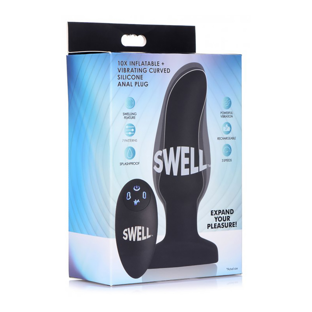 Analplug aufblasbar gebogen vibrierend Silikon Schwarz 13,1 cm