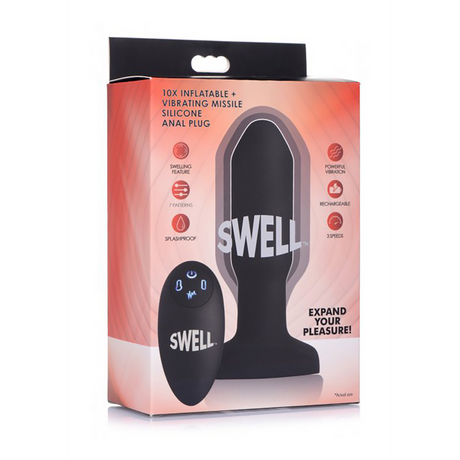 Analplug aufblasbar vibrierend Silikon Schwarz 11,8 cm