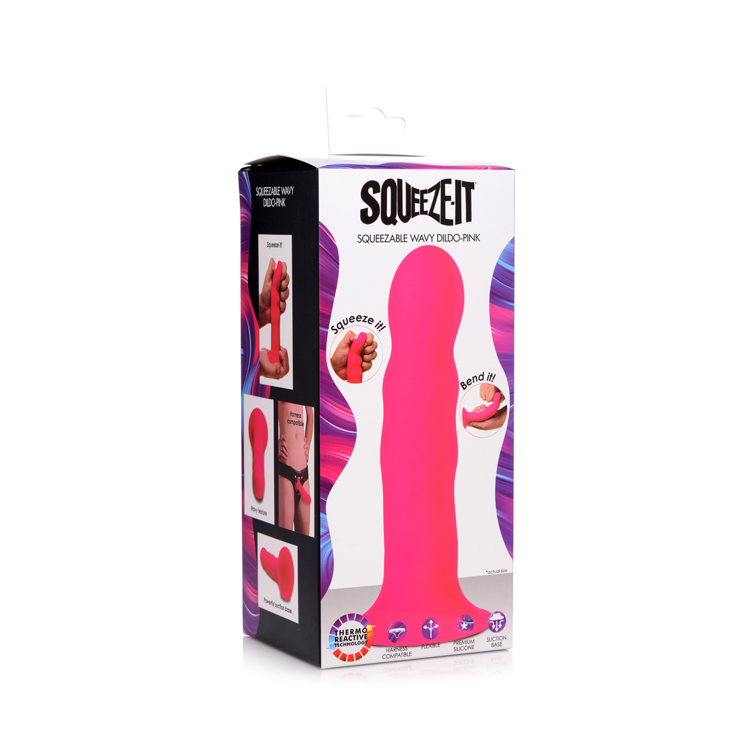 Dildo gewellt quetschbar Pink 16,2 cm