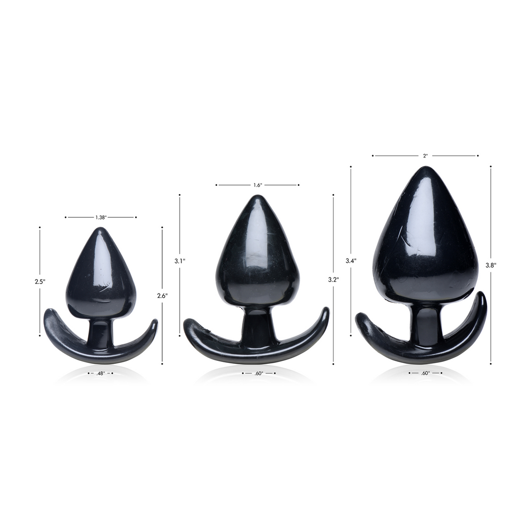 Analplug-Set Triple Spades 3 Teile Schwarz 11,3 cm