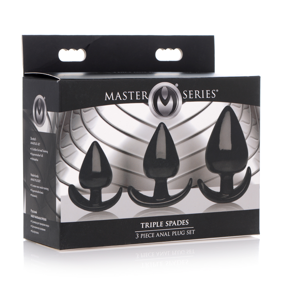 Analplug-Set Triple Spades 3 Teile Schwarz 11,3 cm