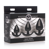 Analplug-Set Triple Spades 3 Teile Schwarz 11,3 cm