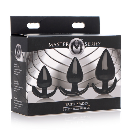 Analplug-Set Triple Spades 3 Teile Schwarz 11,3 cm