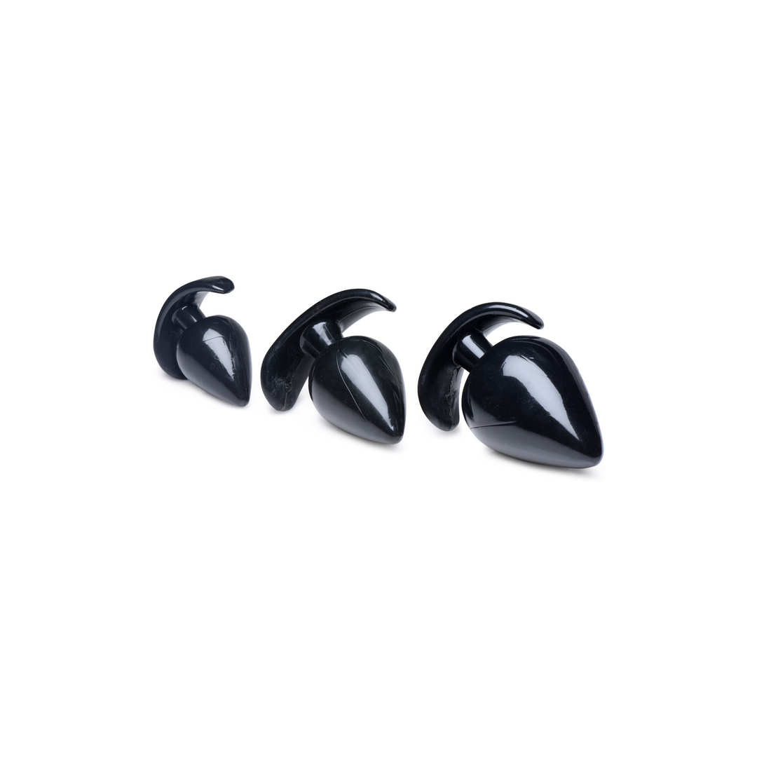 Analplug-Set Triple Spades 3 Teile Schwarz 11,3 cm