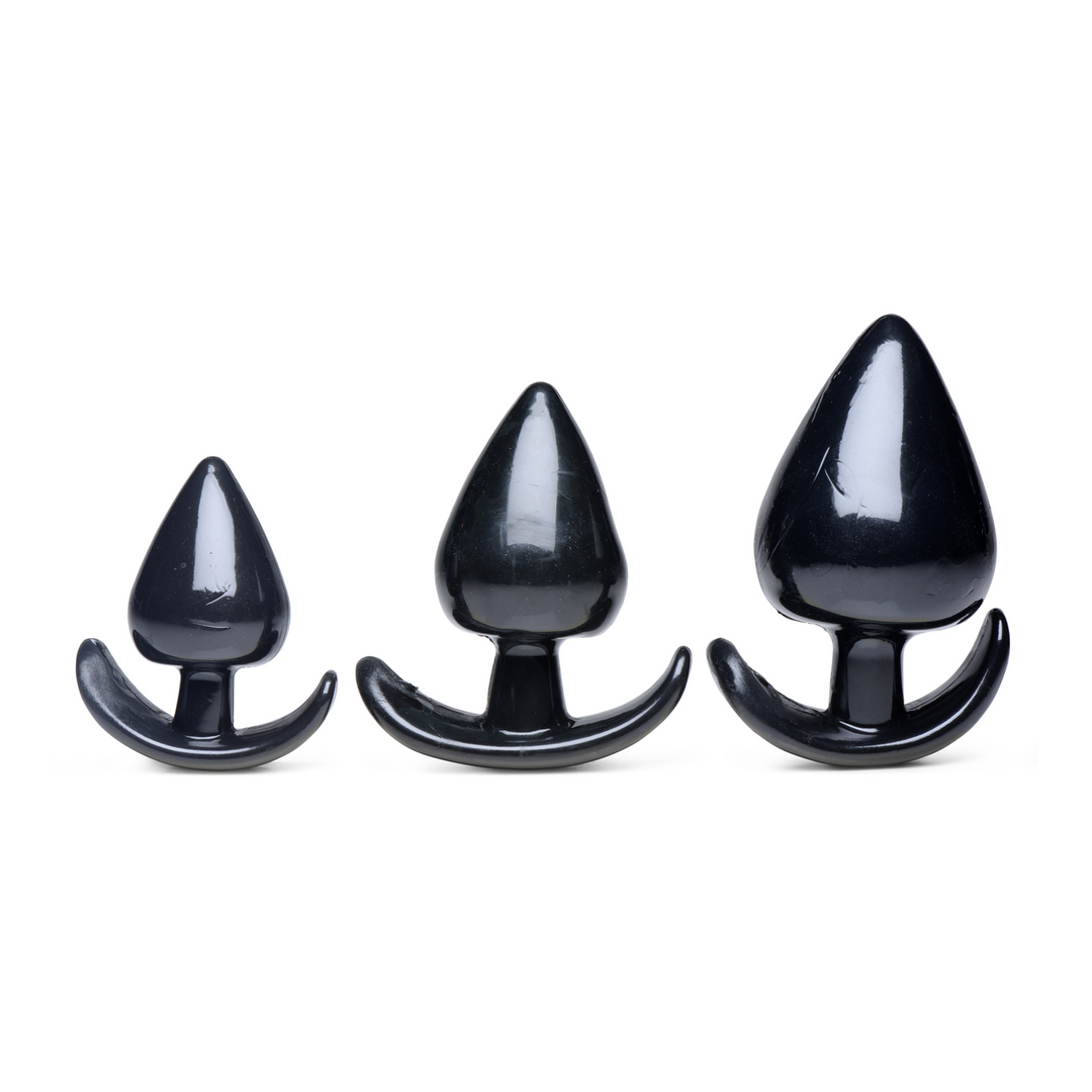 Analplug-Set Triple Spades 3 Teile Schwarz 11,3 cm