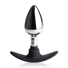 Analplug Dunkler Eindringling Metall und Silikon Silber – Ansicht 8