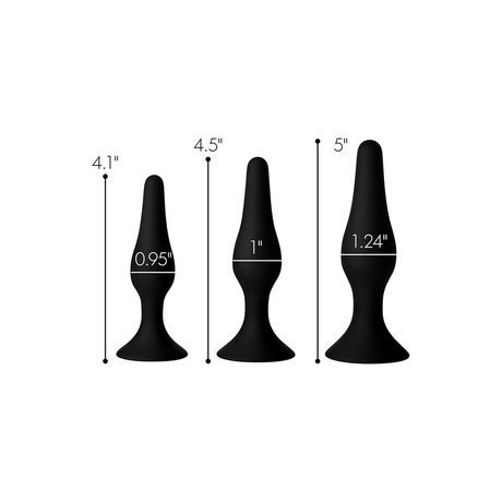 Anal-Set Triple Spire konisch Silikon 3 Teile Schwarz 8,4 x Ø 2,5 cm