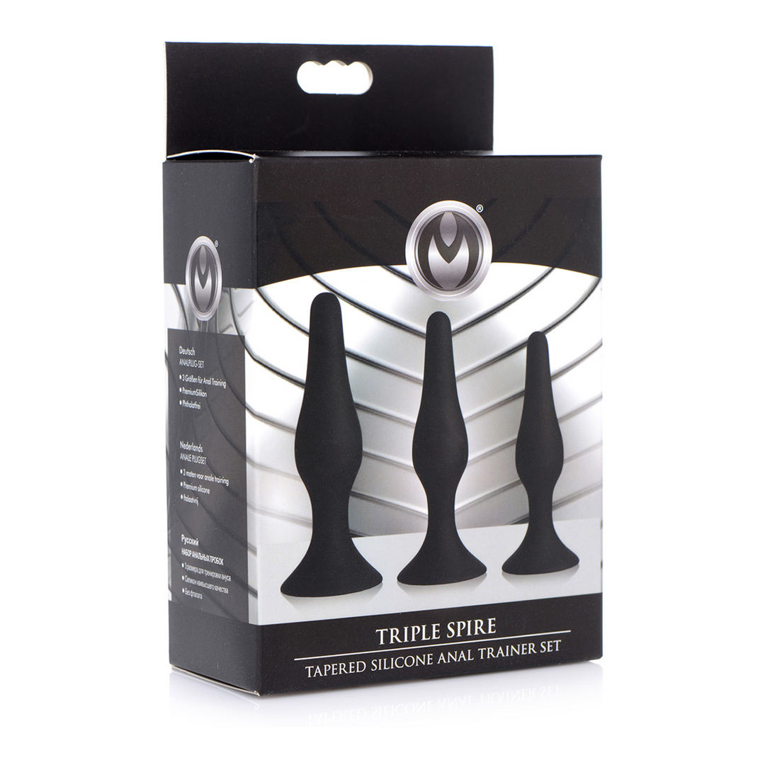 Anal-Set Triple Spire konisch Silikon 3 Teile Schwarz 8,4 x Ø 2,5 cm