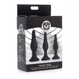 Anal-Set Triple Spire konisch Silikon 3 Teile Schwarz 8,4 x Ø 2,5 cm