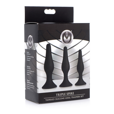 Anal-Set Triple Spire konisch Silikon 3 Teile Schwarz 8,4 x Ø 2,5 cm