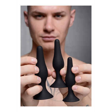 Anal-Set Triple Spire konisch Silikon 3 Teile Schwarz 8,4 x Ø 2,5 cm